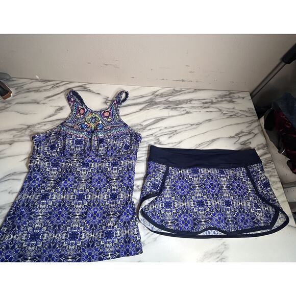 Athleta Maldives Bra Cup Tankini Bikini Swim Skirt Bottom Set 2 Piece Swimsuit S - Picture 1 of 8